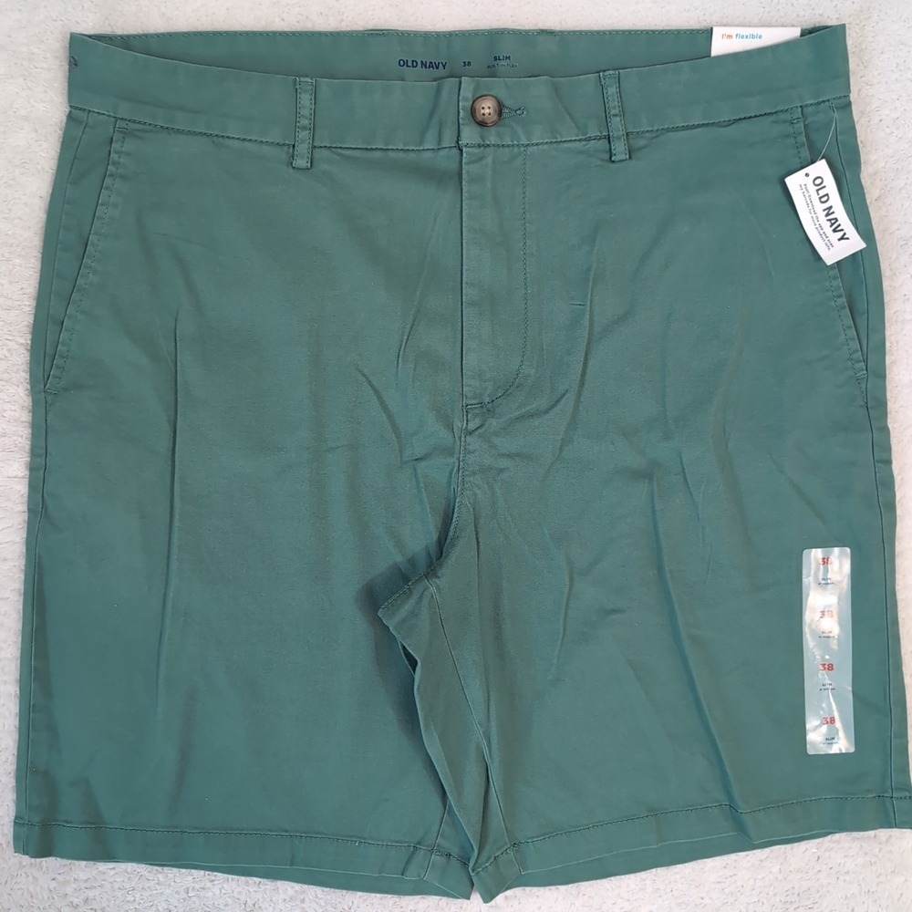 NEW Old Navy Shorts Men's 38X9 Green Ultimate Slim Built-In Flex Chino NWT